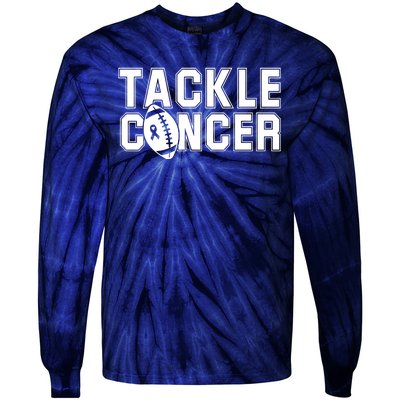 Tackle Cancer Football Ribbon Breast Cancer Awareness Tie-Dye Long Sleeve Shirt