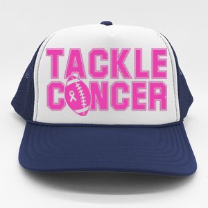 Tackle Cancer Football Ribbon Breast Cancer Awareness Trucker Hat