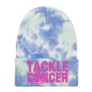 Tackle Cancer Football Ribbon Breast Cancer Awareness Tie Dye 12in Knit Beanie