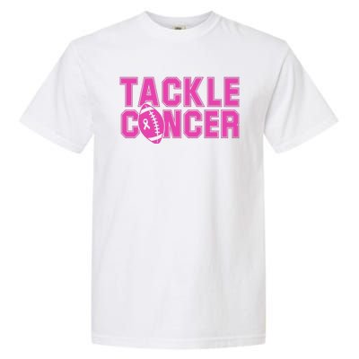 Tackle Cancer Football Ribbon Breast Cancer Awareness Garment-Dyed Heavyweight T-Shirt