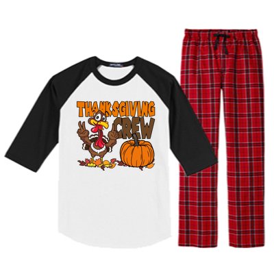 Thanksgiving Crew Funny Turkey Fall Raglan Sleeve Pajama Set