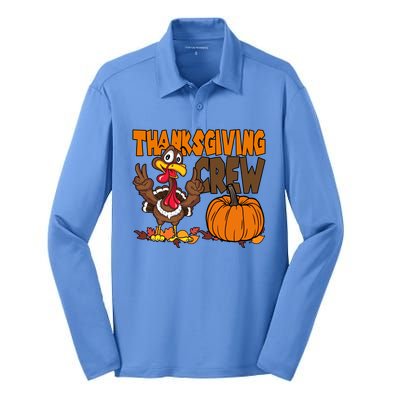 Thanksgiving Crew Funny Turkey Fall Silk Touch Performance Long Sleeve Polo