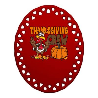 Thanksgiving Crew Funny Turkey Fall Ceramic Oval Ornament