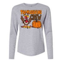 Thanksgiving Crew Funny Turkey Fall Womens Cotton Relaxed Long Sleeve T-Shirt