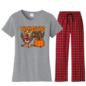 Thanksgiving Crew Funny Turkey Fall Women's Flannel Pajama Set