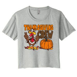 Thanksgiving Crew Funny Turkey Fall Women's Crop Top Tee