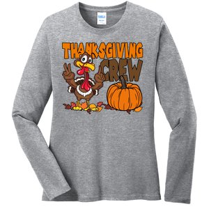 Thanksgiving Crew Funny Turkey Fall Ladies Long Sleeve Shirt