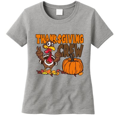 Thanksgiving Crew Funny Turkey Fall Womens T-Shirt