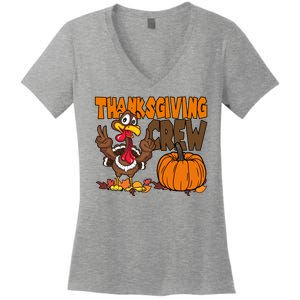 Thanksgiving Crew Funny Turkey Fall Women's V-Neck T-Shirt