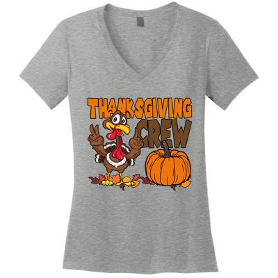 Thanksgiving Crew Funny Turkey Fall Women's V-Neck T-Shirt