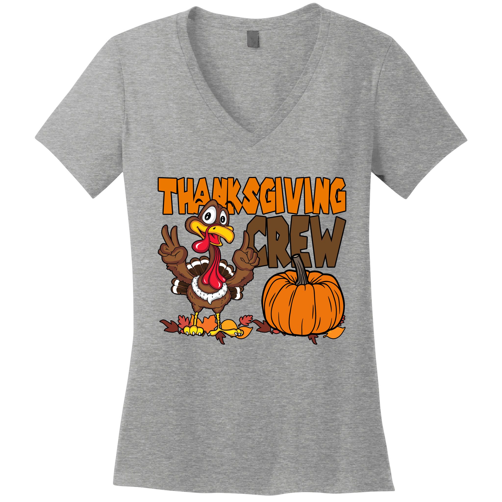 Thanksgiving Crew Funny Turkey Fall Women's V-Neck T-Shirt