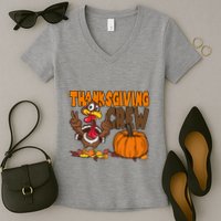 Thanksgiving Crew Funny Turkey Fall Women's V-Neck T-Shirt