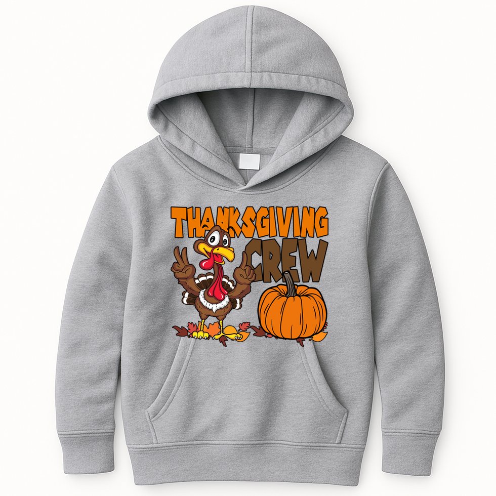Thanksgiving Crew Funny Turkey Fall Kids Hoodie