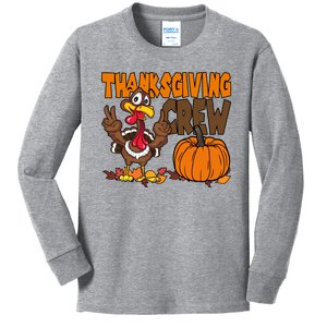 Thanksgiving Crew Funny Turkey Fall Kids Long Sleeve Shirt