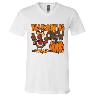 Thanksgiving Crew Funny Turkey Fall V-Neck T-Shirt