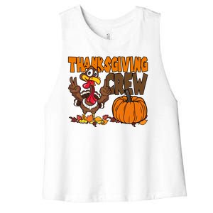 Thanksgiving Crew Funny Turkey Fall Women's Racerback Cropped Tank