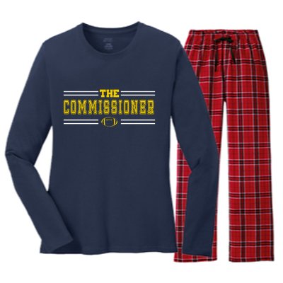 The Commissioner Football Logo Women's Long Sleeve Flannel Pajama Set 