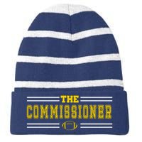 The Commissioner Football Logo Striped Beanie with Solid Band