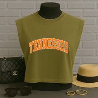 Tennessee Classic Font State Name Design Garment-Dyed Women's Muscle Tee