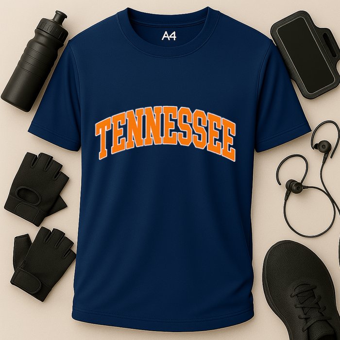 Tennessee Classic Font State Name Design Performance Shirt