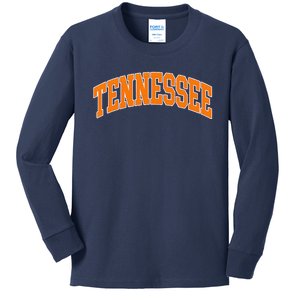 Tennessee Classic Font State Name Design Kids Long Sleeve Shirt