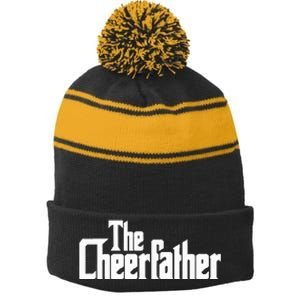 The Cheerfather Fathers Day Cheerleader Stripe Pom Pom Beanie