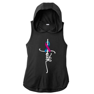 Thyroid Cancer Faith Thyroid Cancer Awareness Support Great Gift Ladies PosiCharge Tri-Blend Wicking Draft Hoodie Tank