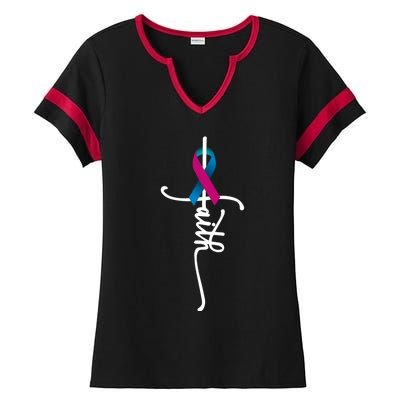 Thyroid Cancer Faith Thyroid Cancer Awareness Support Great Gift Ladies Halftime Notch Neck Tee