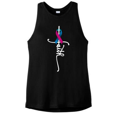 Thyroid Cancer Faith Thyroid Cancer Awareness Support Great Gift Ladies PosiCharge Tri-Blend Wicking Tank