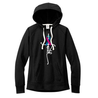 Thyroid Cancer Faith Thyroid Cancer Awareness Support Great Gift Women's Fleece Hoodie