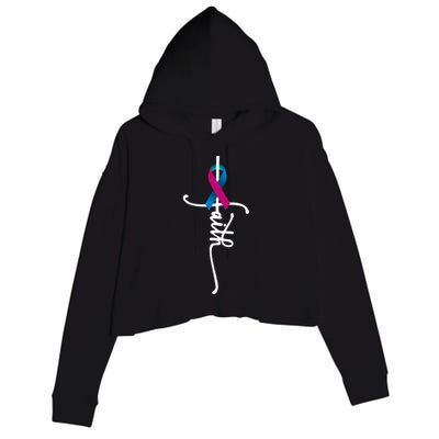 Thyroid Cancer Faith Thyroid Cancer Awareness Support Great Gift Crop Fleece Hoodie