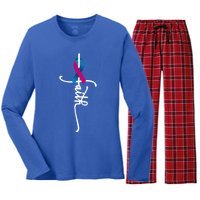 Thyroid Cancer Faith Thyroid Cancer Awareness Support Great Gift Women's Long Sleeve Flannel Pajama Set 