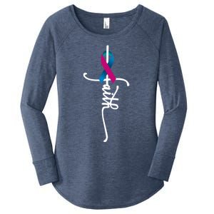 Thyroid Cancer Faith Thyroid Cancer Awareness Support Great Gift Women's Perfect Tri Tunic Long Sleeve Shirt