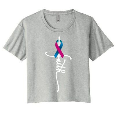 Thyroid Cancer Faith Thyroid Cancer Awareness Support Great Gift Women's Crop Top Tee