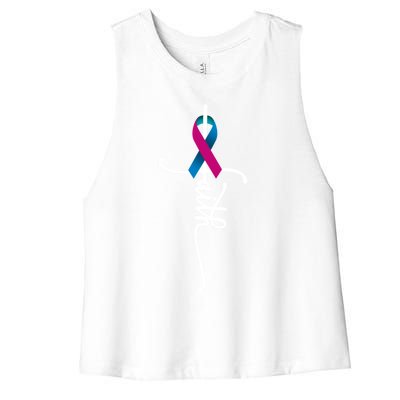 Thyroid Cancer Faith Thyroid Cancer Awareness Support Great Gift Women's Racerback Cropped Tank