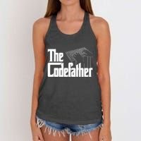 The Code Father Funny Computer Coder Dad Programmer Women's Knotted Racerback Tank