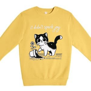 Tuxedo Cat Funny Meme Saying Quotation Spark Joy Premium Crewneck Sweatshirt