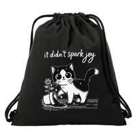 Tuxedo Cat Funny Meme Saying Quotation Spark Joy Drawstring Bag