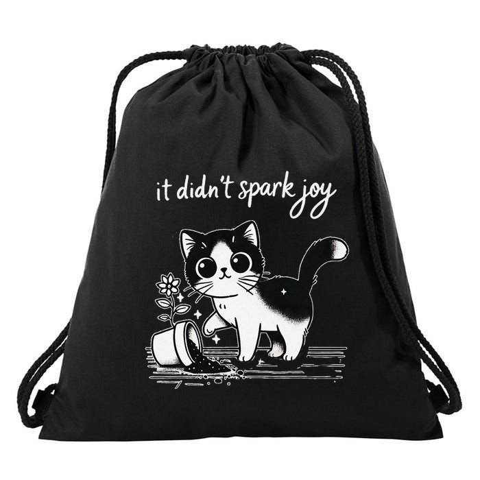 Tuxedo Cat Funny Meme Saying Quotation Spark Joy Drawstring Bag