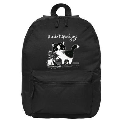 Tuxedo Cat Funny Meme Saying Quotation Spark Joy 16 in Basic Backpack