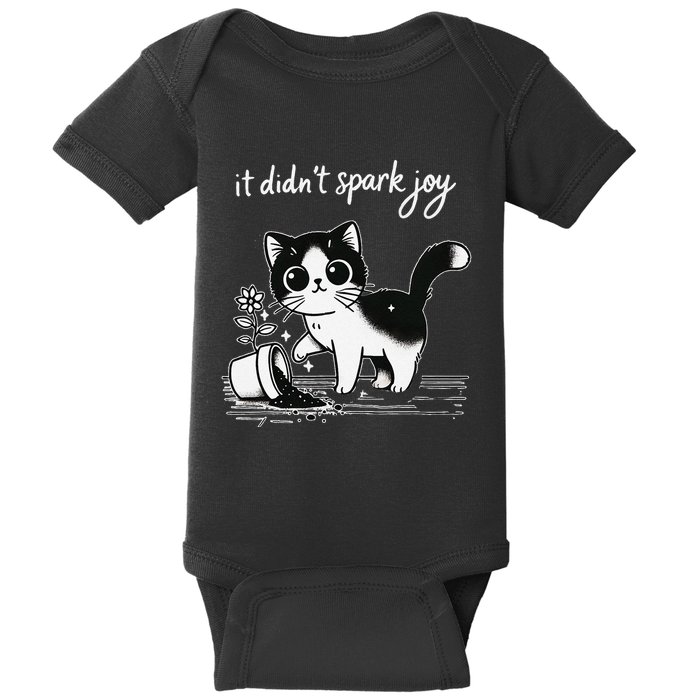 Tuxedo Cat Funny Meme Saying Quotation Spark Joy Baby Bodysuit