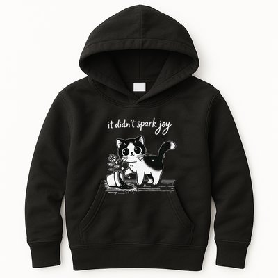 Tuxedo Cat Funny Meme Saying Quotation Spark Joy Kids Hoodie