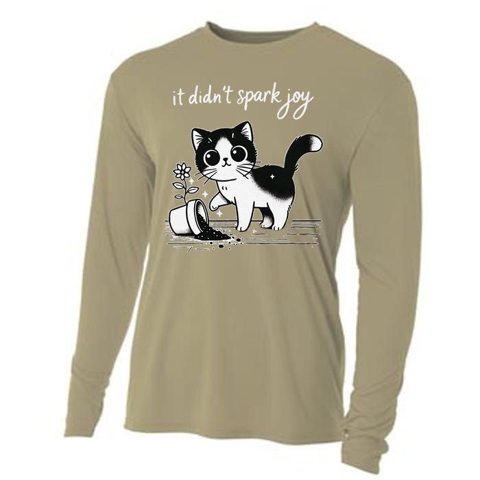 Tuxedo Cat Funny Meme Saying Quotation Spark Joy Cooling Performance Long Sleeve Crew