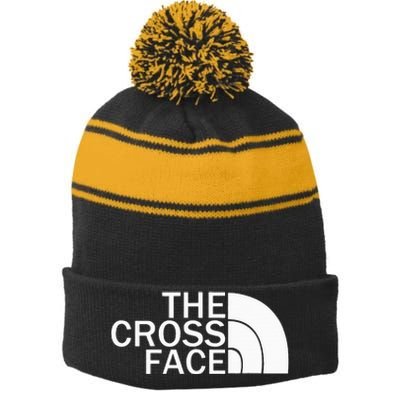 The Cross Face Wrestling Stripe Pom Pom Beanie