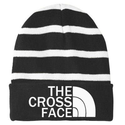 The Cross Face Wrestling Striped Beanie with Solid Band