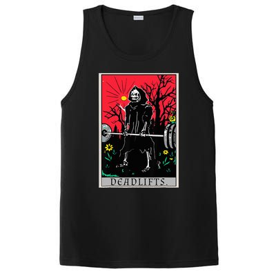 Tarot Card Funny Gym Deadlifts Workout Deadlift Fitness PosiCharge Competitor Tank