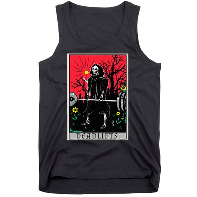 Tarot Card Funny Gym Deadlifts Workout Deadlift Fitness Tank Top