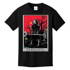 Tarot Card Funny Gym Deadlifts Workout Deadlift Fitness Kids T-Shirt