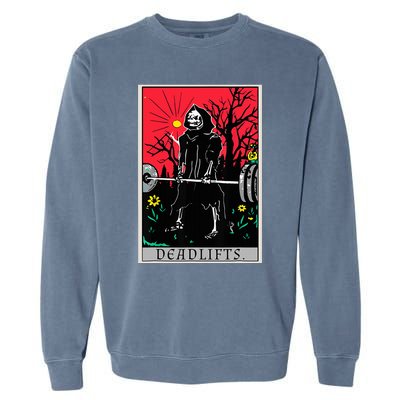 Tarot Card Funny Gym Deadlifts Workout Deadlift Fitness Garment-Dyed Sweatshirt