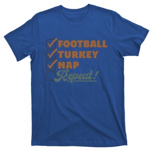 Thanksgiving Checklist Football Turkey Nap Repeat Cute Gift T-Shirt